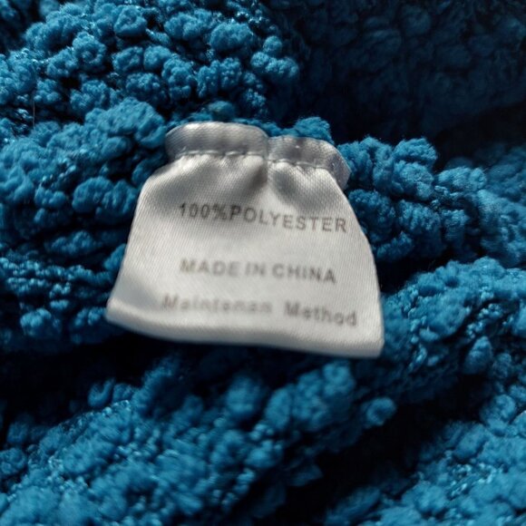 Merokeety Teal Oversized Lagenlook Popcorn Knit Open Front Cardigan - Picture 6 of 8